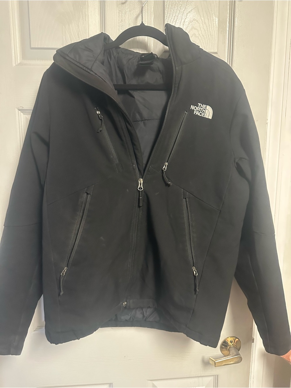 The North Face Black Hooded Jacket with Chest Zip